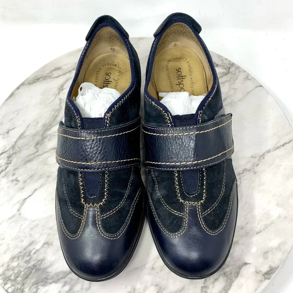 Softspots Navy Suede/Leather Comfort Sneakers 8.5 Wide Casual Sporty - Picture 6 of 12